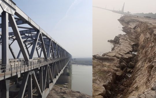 बेगुसराय : मुंगेर पुल के सुरक्षा तटबंध पर मंडराया खतरा, गंगा नदी का कटाव लगातार जारी.. 4