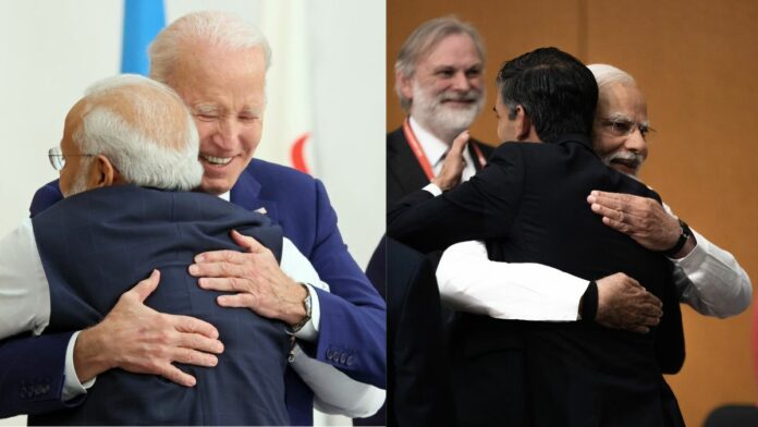 PM Modi hugs Biden and Sunak