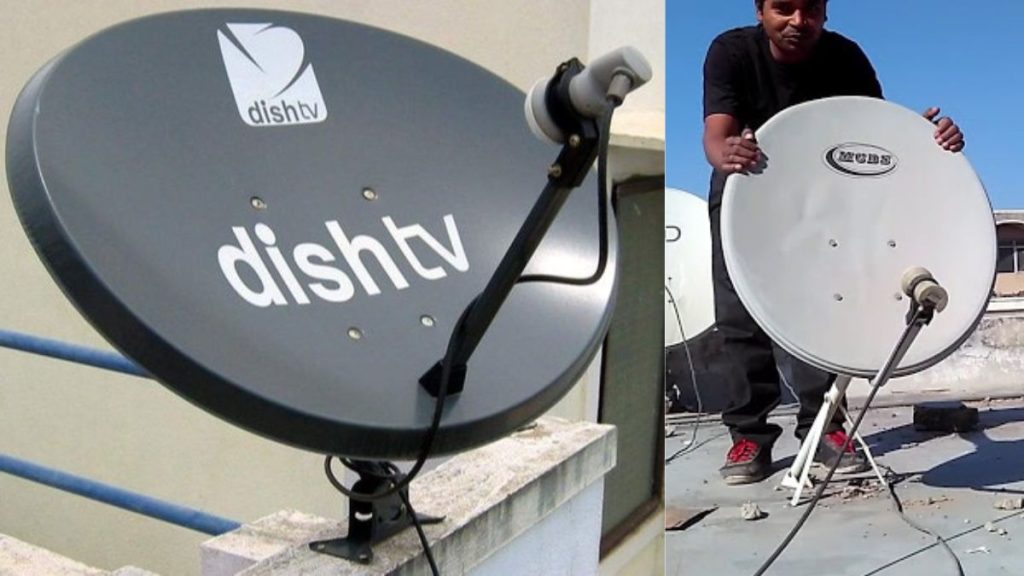 Dish TV umbrella slanted