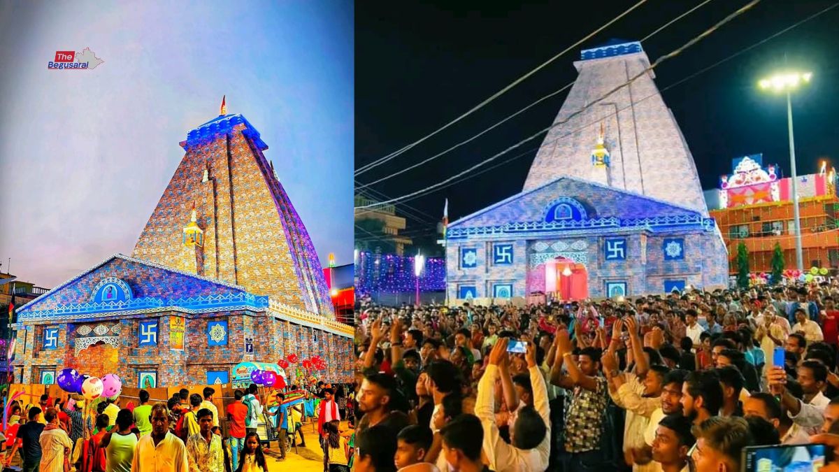 In Begusarai, Muslim artists made a pandal on the lines of Kedarnath temple