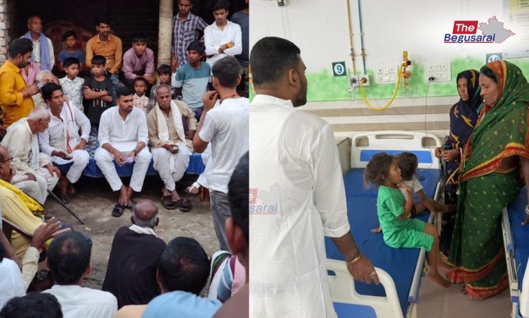 Congress District President Garib Das met with the child victim of rape in Begusarai.