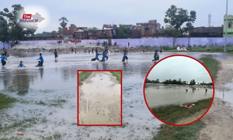 करोड़ों खर्च, फिर भी बारिश में झील बन जाता है मंझौल का शताब्दी मैदान, खिलाड़ियों में रोष.. Manjhaul's Shatabdi Maidan